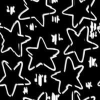 Abstract destroyed stars seamless pattern. Monochrome rough star shapes elements wallpaper. vector