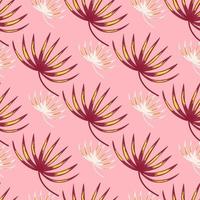 Decorative seamless pattern in pink colors with doodle botanic leaves shapes. Pastel background. vector
