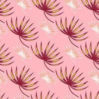 Decorative seamless pattern in pink colors with doodle botanic leaves shapes. Pastel background. vector