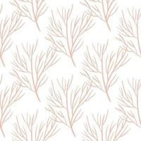 Isolated seamless pattern with pink colored doodle tree branches print in minimalistic style. White background. vector