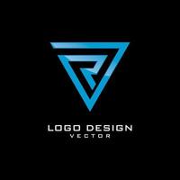 letra r en diseño de logotipo de arte de línea triangular vector