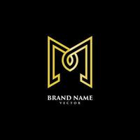 M Letter in Gold Monogram Style Logo Template vector