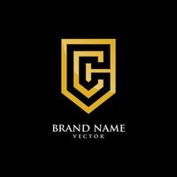 C Letter Isolated On Gold Shield Logo Template vector