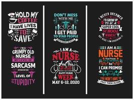 Nurses practitioner typographic saying design bundle. vector