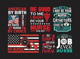 Nurses practitioner typographic saying design bundle. vector