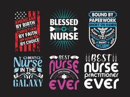 Nurses practitioner typographic saying design bundle. vector