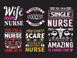 Nursing quotes design emblem bundle. vector
