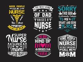 Nursing quotes design emblem bundle. vector