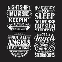 Nurses typographic saying design bundle vector. vector