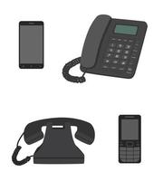 Mobile Phone, Land line phone, keypad old phone Vector clipart Design