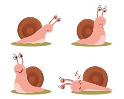 Cute Snail vector clipart set