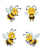 Bee colorful vector clipart set