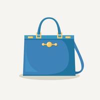 Feminine handbag for shopping, travel, vacation. Leather bag with handle isolated on white background. Beautiful casual collection of summer woman accessory. Vector flat design