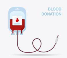 Blood bag isolated on white background. Donation, transfusion in medicine laboratory concept. Save patient life. Vector flat design