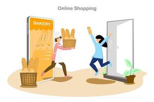 Online shopping using a smartphone vector