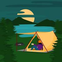 a camping in the mountains vector