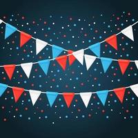 Banner with garland of colour festival flags and ribbons, bunting. Background for celebrate happy birthday party, carnaval, fair. Vector flat design