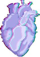 vector pixel art 8 bits anatomía púrpura corazón humano. arte abstracto para el día de san valentín.