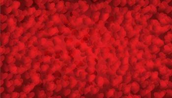 Red hearts on luxury red background. Vector Valentine's Day background. Banner for cards