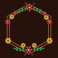 Flowers Hexagon Frame vector