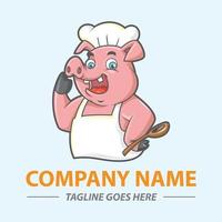 Mascot of Chef Pig vector