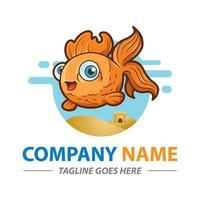 mascota de lindo pez dorado vector