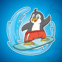 Mascot of Surfer Penguin vector