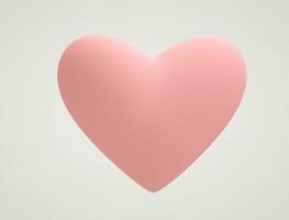 Animación 3d de corazón de estilo minimalista de color rosa girando sobre fondo blanco