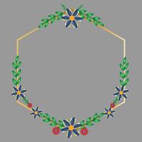 Flowers Hexagon Frame vector