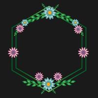 Flowers Hexagon Frame vector