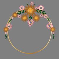 Circle Flowers Frame vector