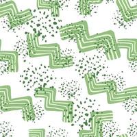 Seamless pattern with green zigzag elements and splashes. White background. vector