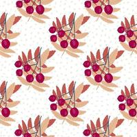 Rowan seamless pattern on dots background. Floral backdrop. vector