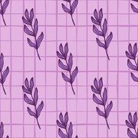 Abstract purple branch with leaves seamless pattern. Foliage backdrop. vector