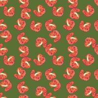 Anthurium flowers seamless pattern on green background. Tropical botanical wallpaper. Exotic hawaiian plants backdrop. vector