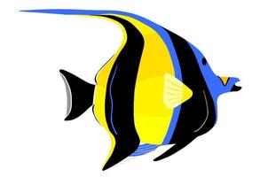 Moorish idol fish. Zanclus cornutus. Vector illustration