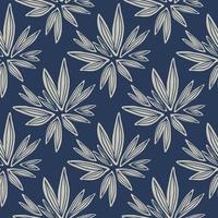 Abstract bud seamless pattern isolated on bluebackground. Retro floral wallpaper. vector