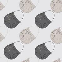 Simple abstract seamless kitchen pattern with grey colored pots ornament. Boiler backdrop. vector
