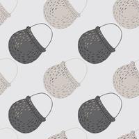 Simple abstract seamless kitchen pattern with grey colored pots ornament. Boiler backdrop. vector