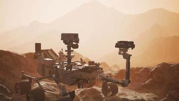 Curiosity Mars Rover exploring the surface of red planet video