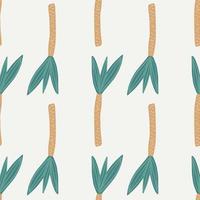 Cute tropical palm tree seamless pattern on white background. Geometric coconut palm tree wallpaper. vector