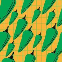 Chilli seamless pattern on stripe background. Chile peppers wallpaper. vector