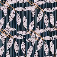 Random seamless pattern lilac herbal branches. Dark blue background with light lines. vector