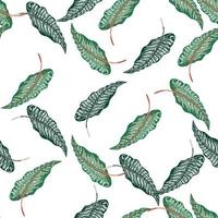 Tropical seamless pattern with beautiful leaves isolated on white background. vector