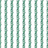 Geometric forest branch with leaves seamless pattern on white background. Foliage backdrop. vector