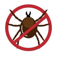 Sign Beware of ticks. Isolated on white vector illustration.