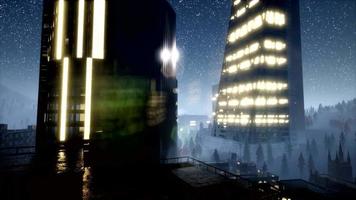 city skyscrapes at night video