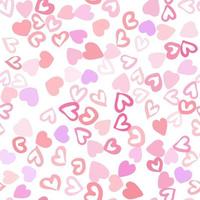 Simple chaotic hearts seamless pattern on white background. vector