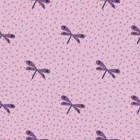 Cute dragonfly seamless pattern on dotted background. Simple dragonflies wallpaper. vector