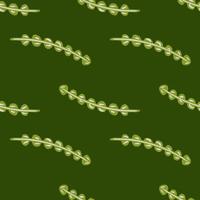 Dark aqua botanic seamless pattern with simple hand drawn seaweed silhouettes ornament. Green palette. vector